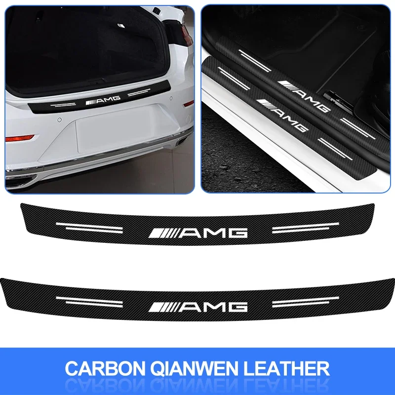 Carbon Fiber Emblem Car Rear Bumper Trunk Guard Protected Sticker For Mercedes Benz AMG CLA C63 C63S E53 GT SLK W176 W205 W177