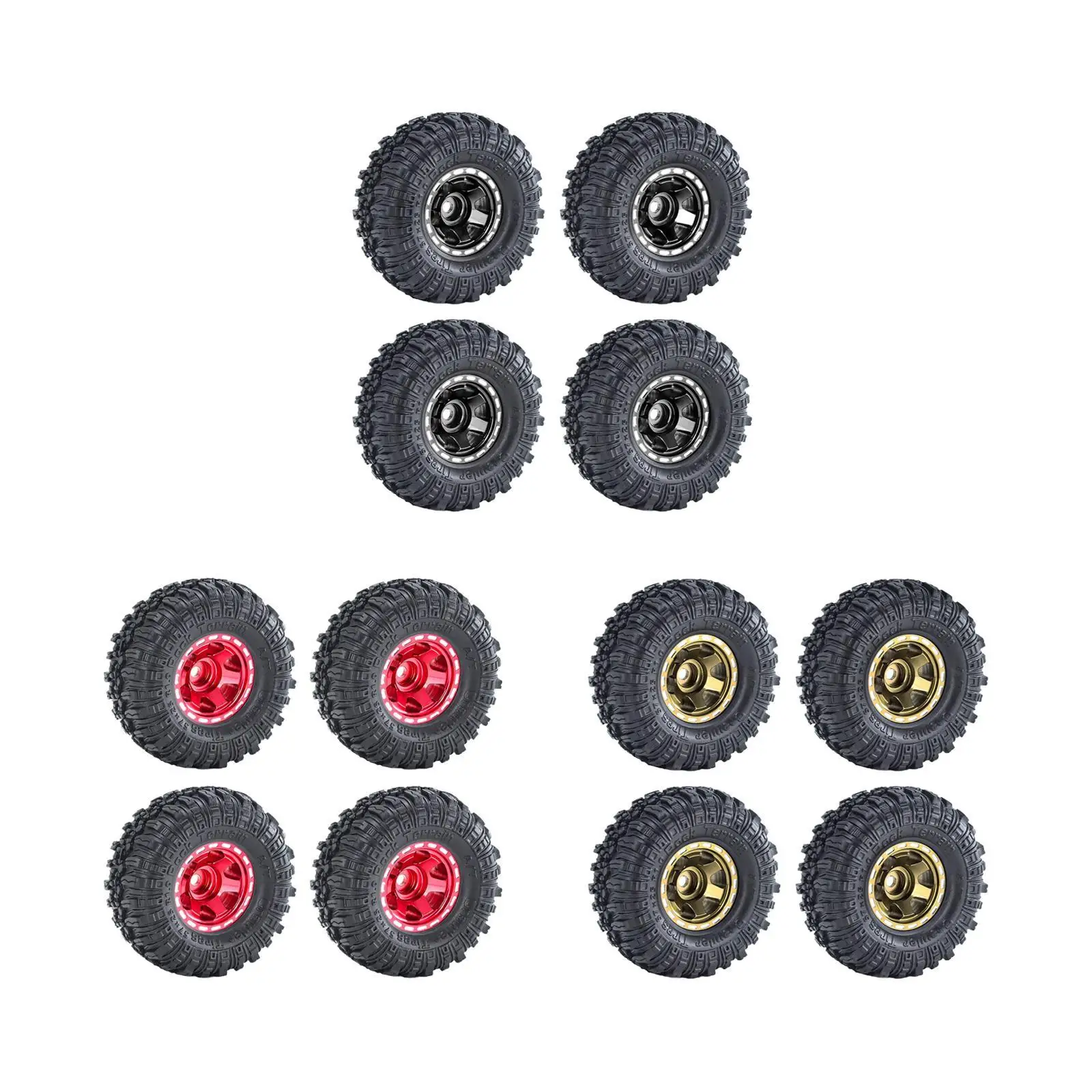 4Pcs 1.0 inch Wheel Tires Set Spare Parts Simulation Lightweight Replacement Rubber Tires for FMS24 SCX24 1/24 RC Crawler