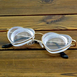 Girl Women Heart Shaped Golden Frame Rare High Myopic Glasses Myodisc Vision Aid -18D