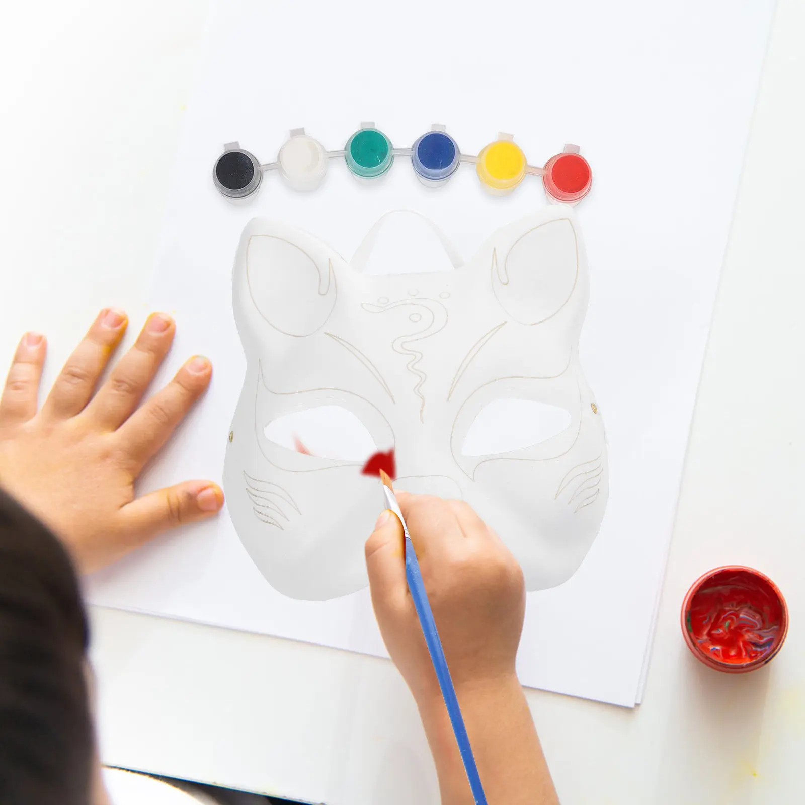 5Pcs Cat Shaped Paper Masks Paintable DIY Blank Masquerade Masks for Parties Cosplay Halloween Supplies White Masquerade Mask