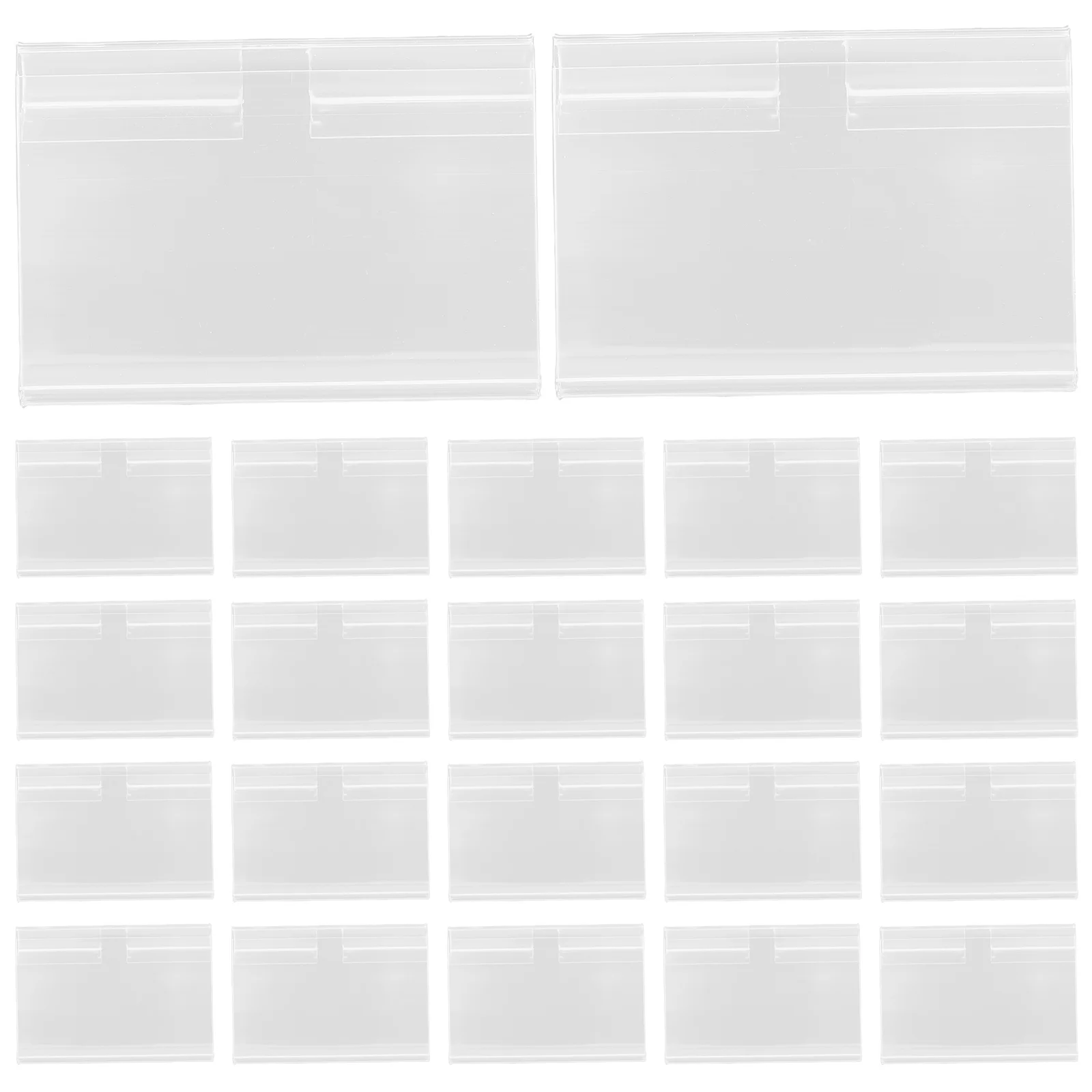 

60 set Transparent Plastic Label Holders Clear Pvc Sign Clips For Shelves Bins Basket Shelf Edge Tag Holder Clip On Multiscene