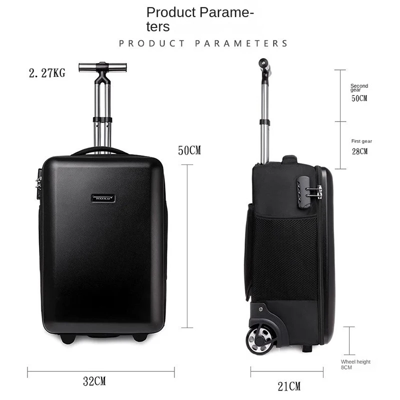 Valigia da lavoro con guscio rigido di grande capacità bagaglio da viaggio 19 "zaino di tendenza alla moda borsa multifunzione per fotocamera per Laptop