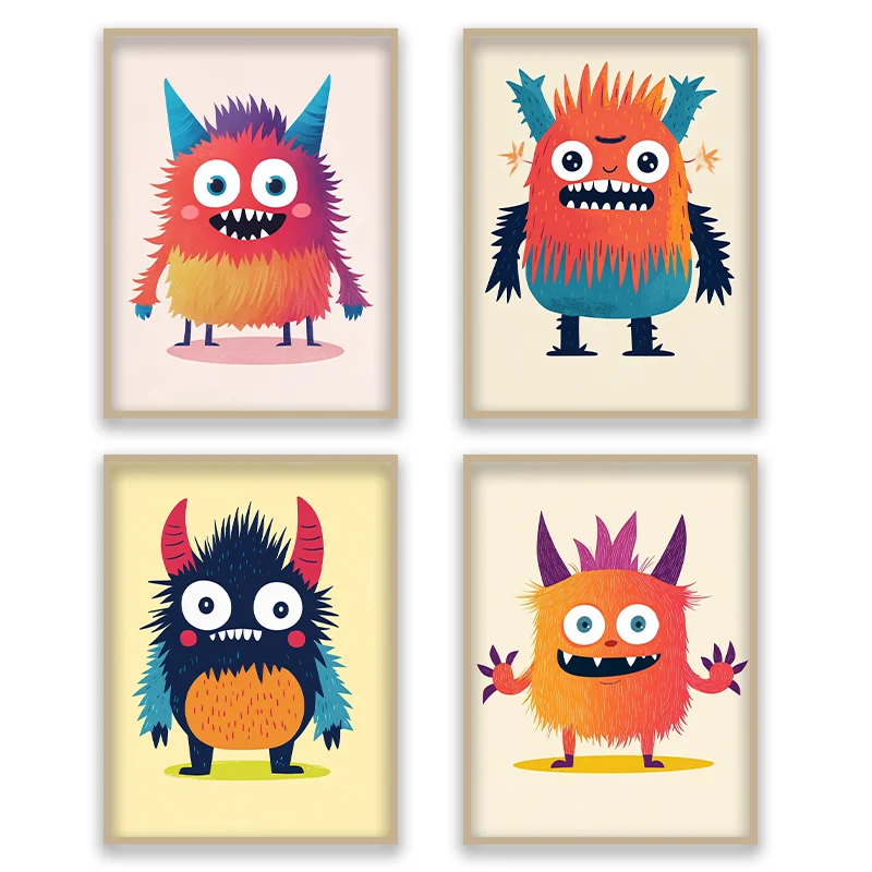

Children's Fun Cartoon Monster Canvas Poster Decorative Painting Fun Wall Decoration for Children's Room Children's Park