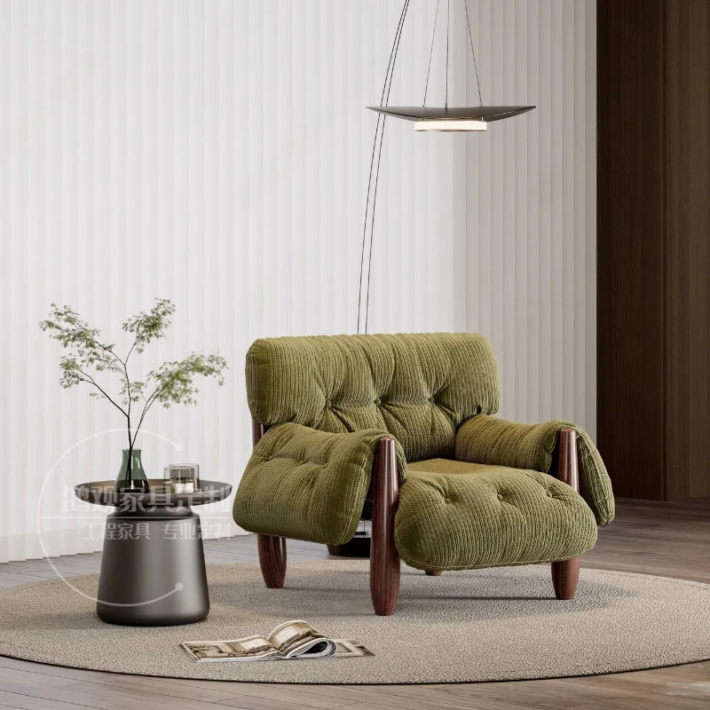 -*Medieval Style Living Room Single Sofa Chair Designer Bedroom Balcony Area Creative Lazy Leisure Chair Model Room Furniture