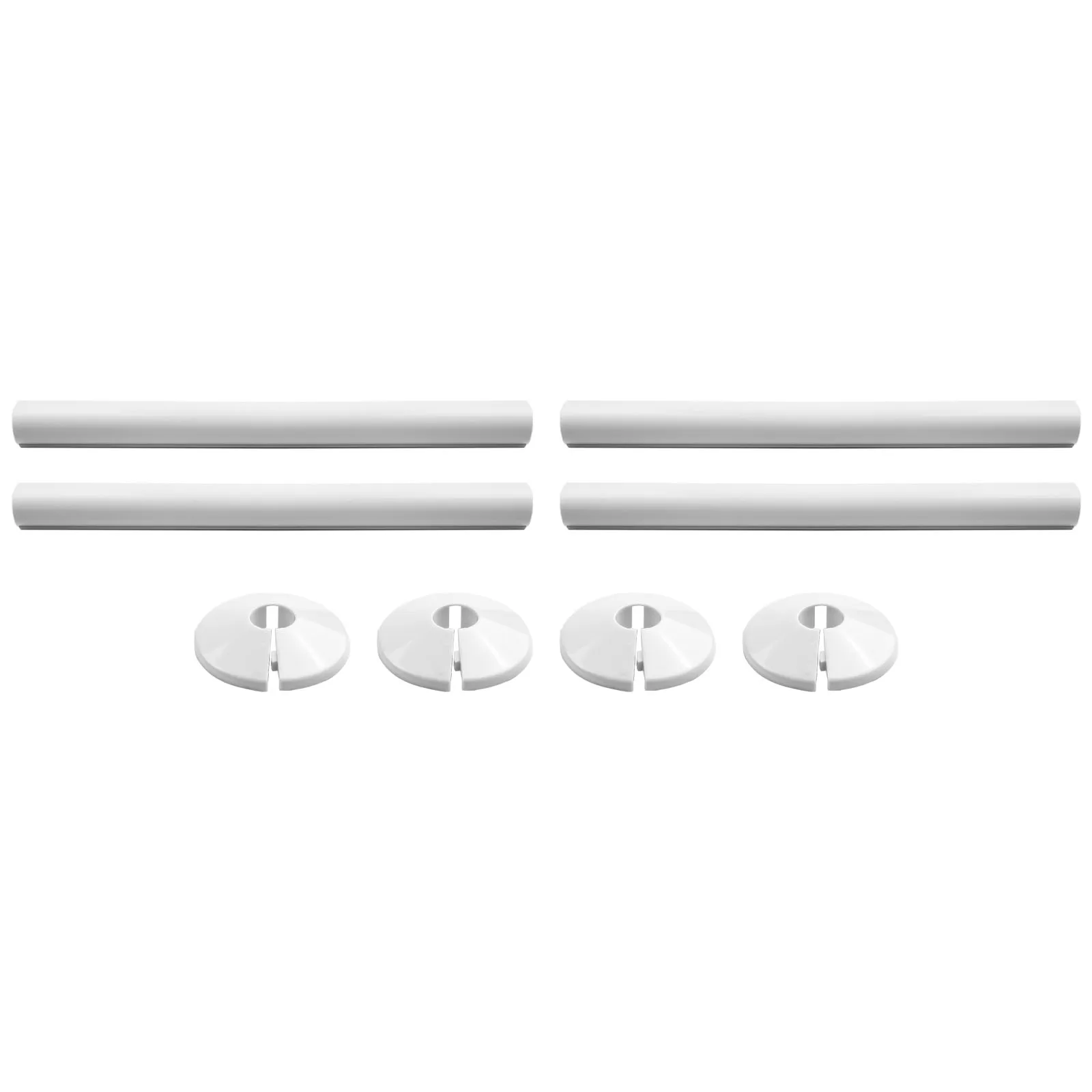 8 Piece Radiator Pipe Cover Sleeve System with Collars for 15mm Pipes for Concealing Pipes in Modern Living Spaces