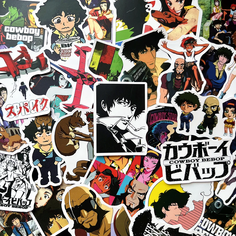 10/50Pcs Anime Blue Cowboy Bebop Pvc Game Stickers For DIY Cool Gift Decal Kid Toys Phone Luggage Laptop Motorcycle Guiter