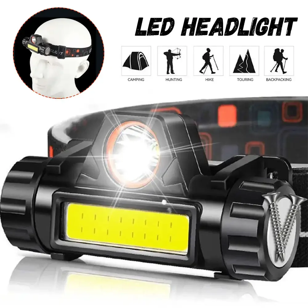 Powerful Led Headlamp Headlight Zoom Head Lamp Flashlight  14500/18650 battery USB Rechargeable Fishing Lantern Head Torch