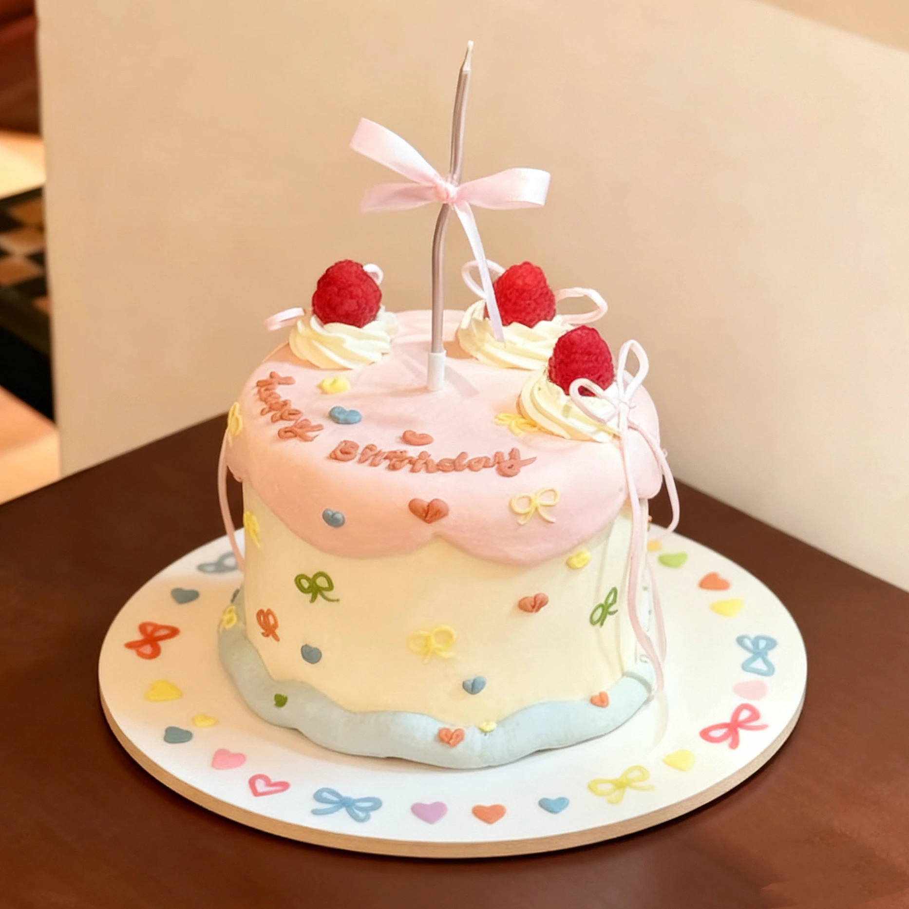 

2026 Новая простая исцеляющая круглая фруктовая лента с узлом, имитация модели торта, реквизит для фотосъемки, аксессуары для украшения дома