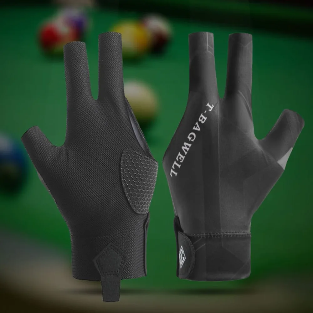 

Бильярдные перчатки для левой руки, эластичные перчатки с защитой от пота, открытые перчатки с 3 пальцами, профессиональные износостойкие мужские перчатки с тремя пальцами