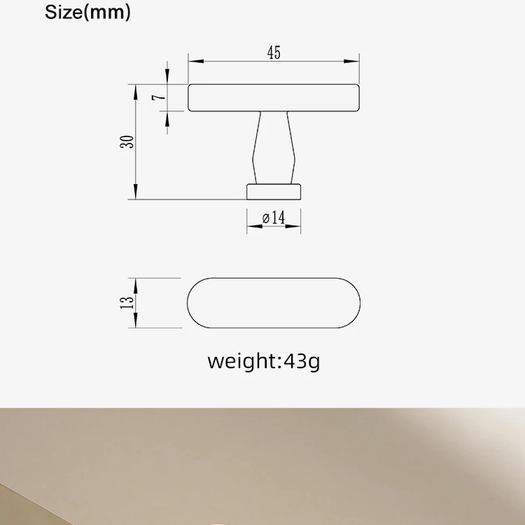Dooroom Möbelgriff aus massivem Messing, T-förmig, Schrankknopf für Kleiderschrank, Schminktisch, Schublade, Schuhschrank, Großhandel verfügbar – Detail 6