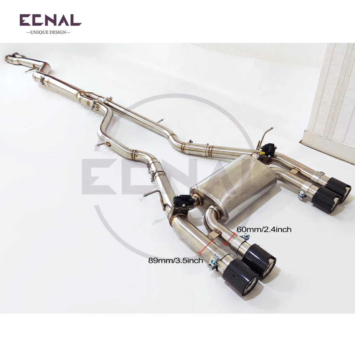 

Ecnal Exhaust Valved Catback for BMW F80 M3 F82 M4 S55 3.0T SS304 89mm/3.5inches Single Midpipe Exhaust Pipe with Valve Muffler