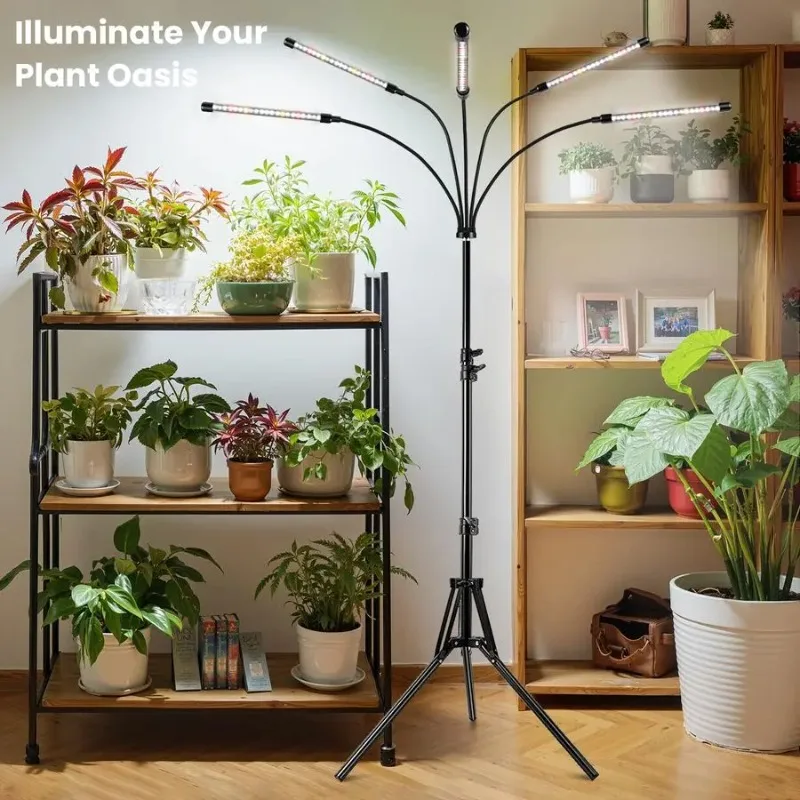 Grow Lights for Indoor Plants, 5 Heads Full Spectrum Grow Light with Adjustable Tripod Stand, 100PCS LEDs Plant Light for Indoor