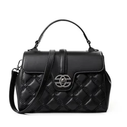 Lady Bag 2024 New Commuter Genuine Leather First Layer Cowhide Women Bag Diamond Lattice Black Crossbody High-end Handbag 2578