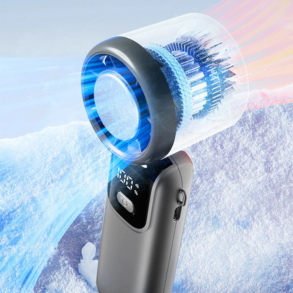 

Мини-портативный ручной турбовентилятор со светодиодным дисплеем Перезаряжаемый вентилятор 5-ступенчатый высокоскоростной регулируемый складной мини-вентилятор со шнурком