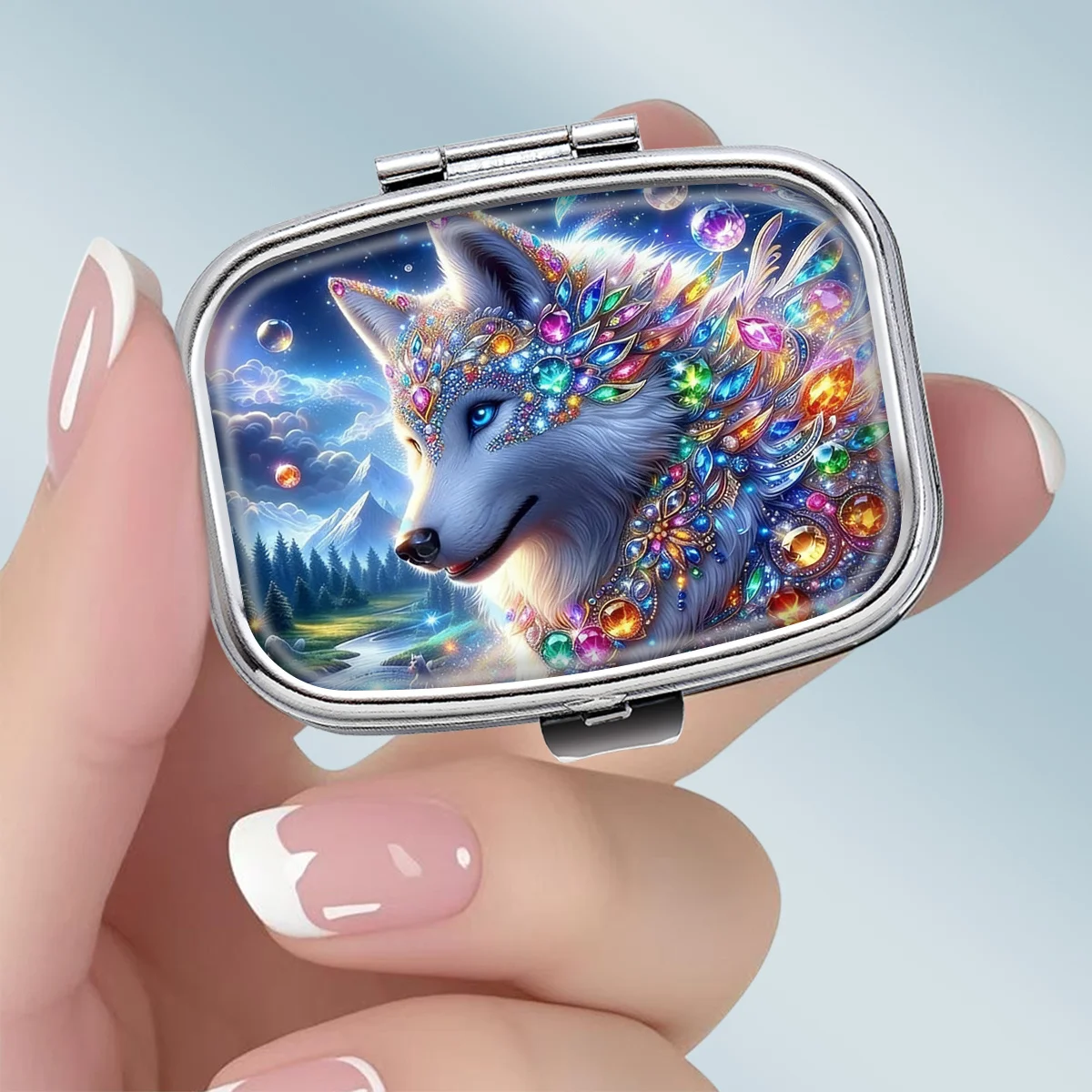 1PC portable square metal pill box, featuring the 