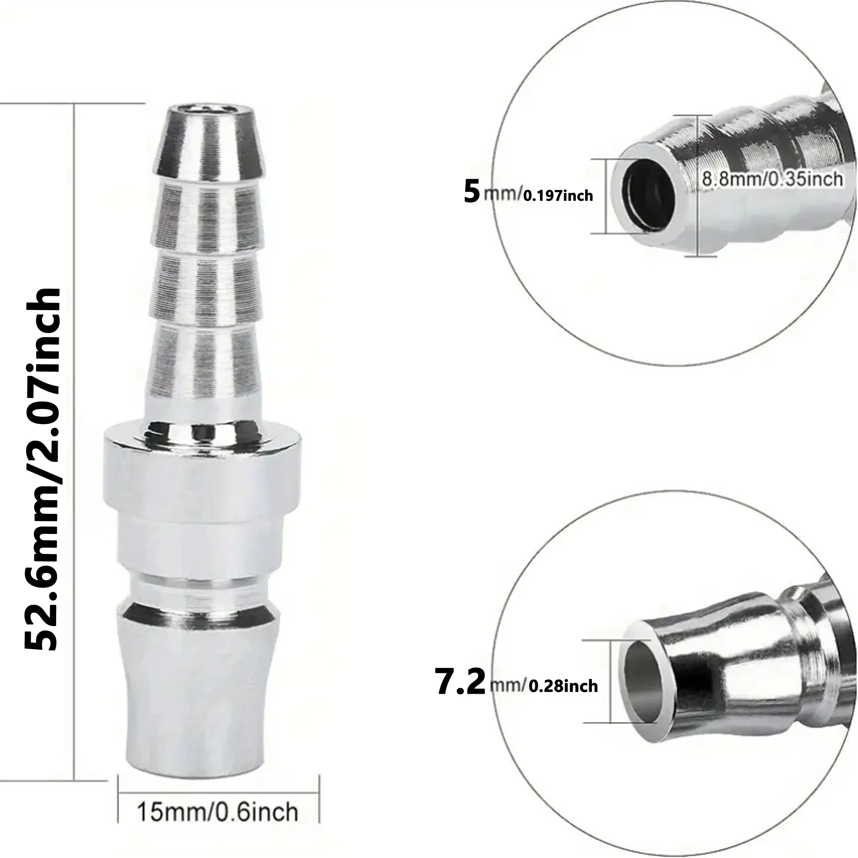 4Pcs Steel Pneumatic Fitting Air Line Hose Compressor Connector Quick Release Coupler Air Line Fittings for 8mm Hose SH20 PH20