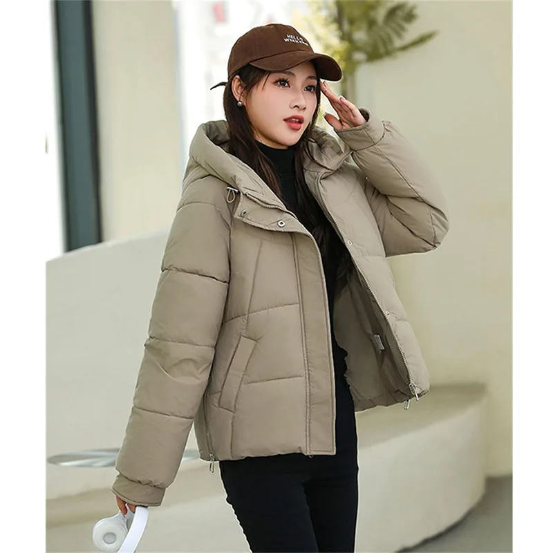 

2025 New Cotton-padded Jacket Winter Down Cotton Jacket Women's Short Parka Coat Korean Warm Windproof Outerwear Hooded Overcoat