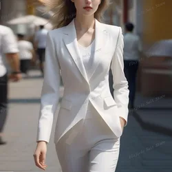 White Women Suits Lady Formal Business Office Tuxedos Mother Wedding Party Special Occasions Ladies Two-Piece Set Jacket Pants