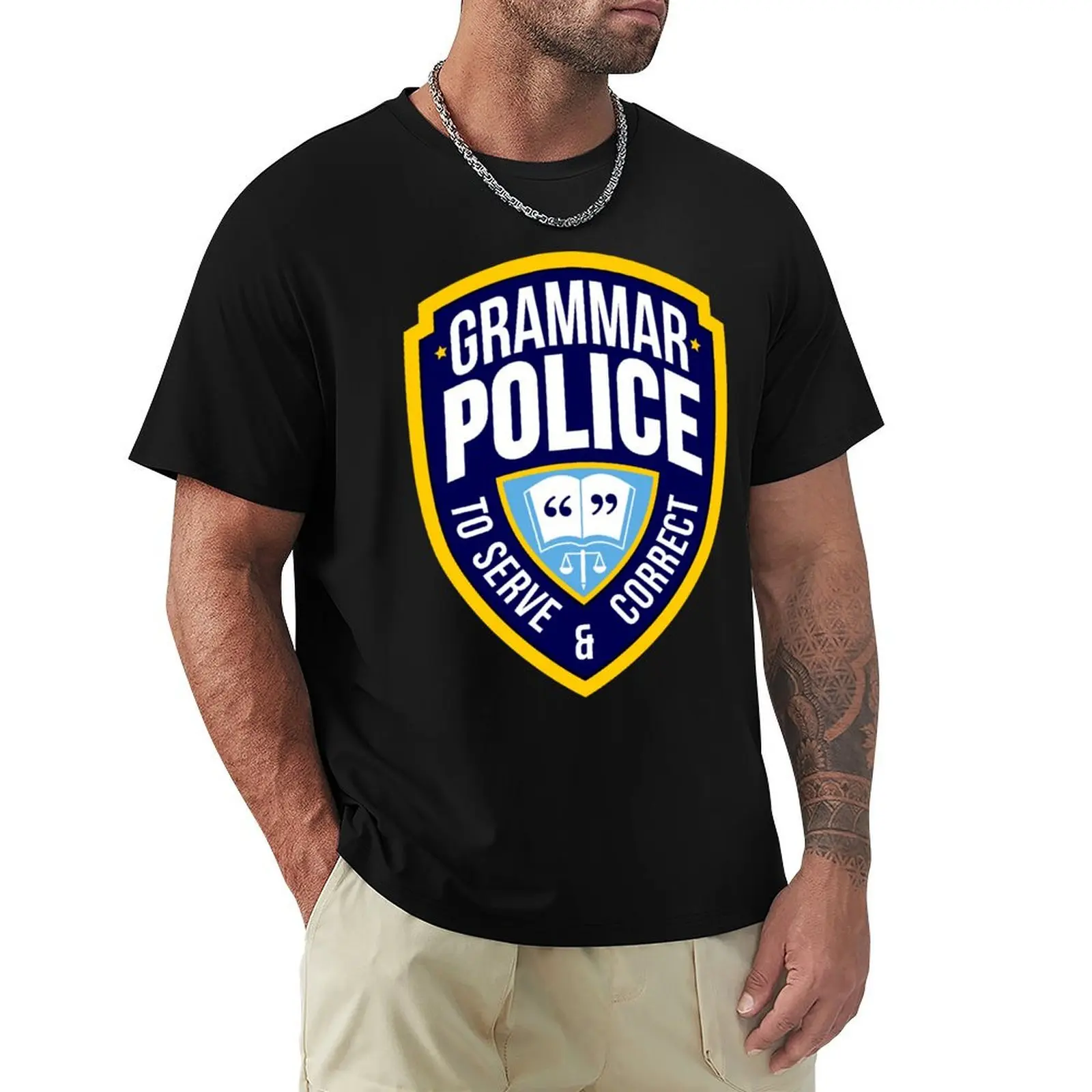 

Grammar Police Badge T-Shirt Work Outdoor Short Sleeve Tee