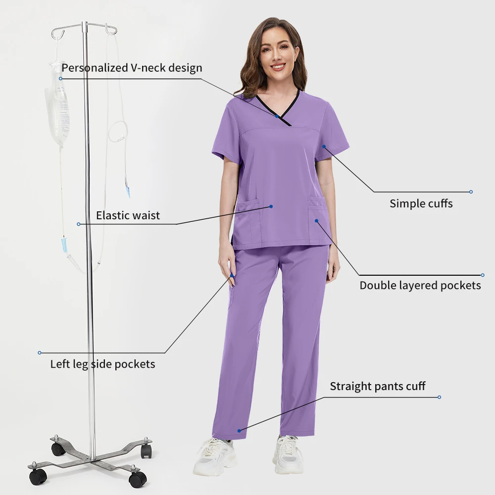 Doctor Nurse Medical Uniforms Scrubs Set Women Hospital Nurse Accessories Operating Room Surgical Gowns Men Medical Workwear New