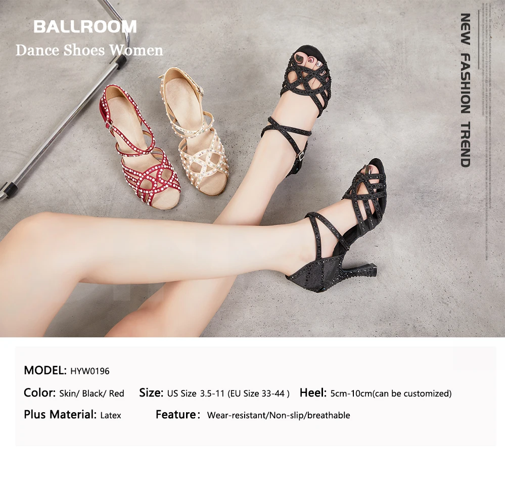 CINMIDY Perlen Latein Tanzschuhe Tango Salsa Jazz Ballsaal Tanzschuhe für Damen Rote Strass Hochzeitsschuhe – Detail 1