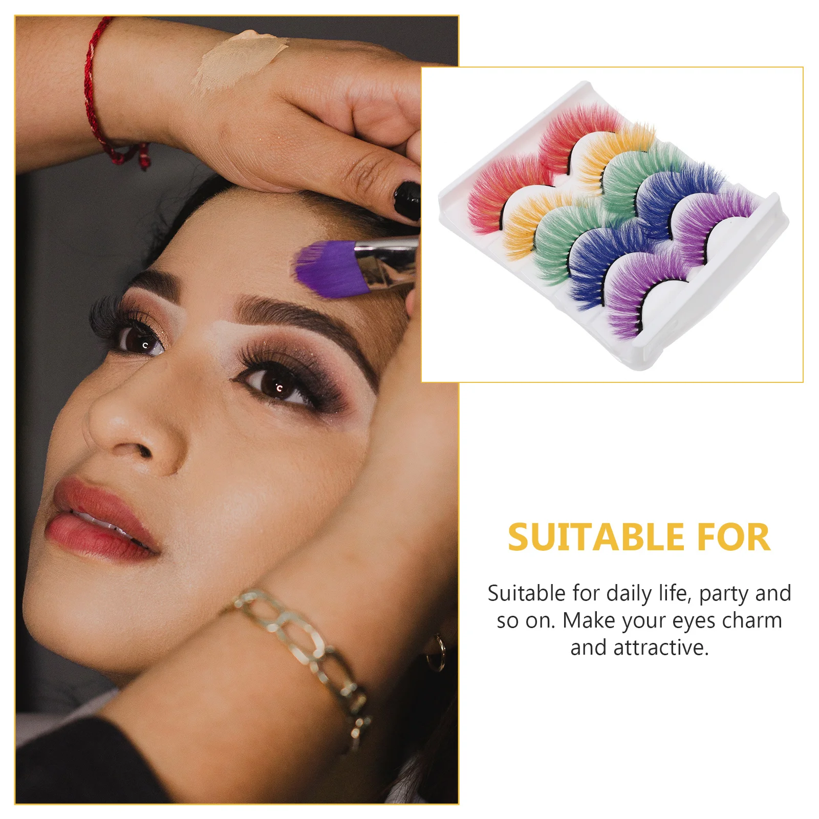 5Pairs Colorful Fake Eyelashes Creative Daily Party Makeup Long Thin Comfortable False Lashes Fake Eyelashes Beauty Eyelash