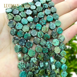 8-9mm Flat Hexagon Natural Stone African Turquoise Loose Spacer Beads for Jewelry Making Diy Earrings Bracelet Accessories