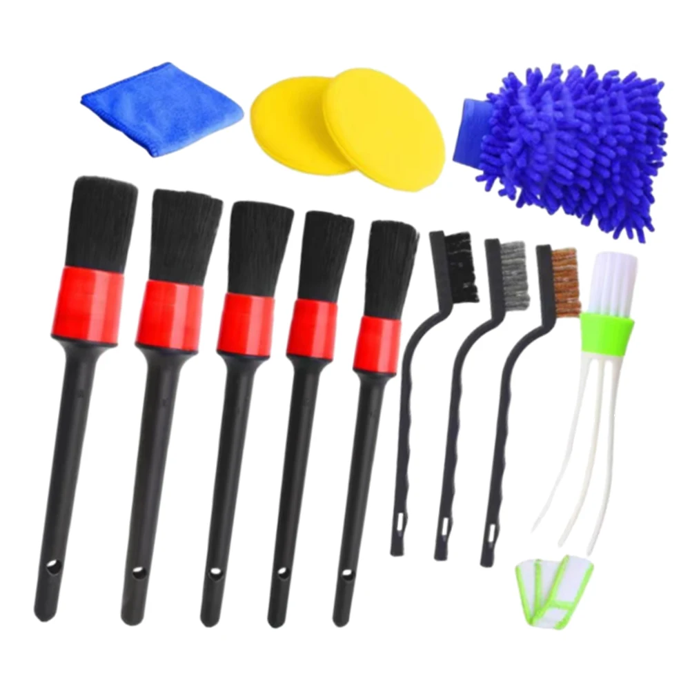 

13x Detailing Cleaning Kit Car Air Vents Outlet Wheel Rim Cleaning Polishing Cleaning Brush Glove Sponge Detailing Blinds Duster