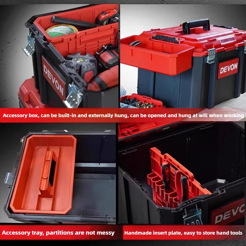 Pull Rod Toolbox Stacked Multi-purpose Storage Case Large Capacity Durable Combination Tools Organizer Practical Tool Case