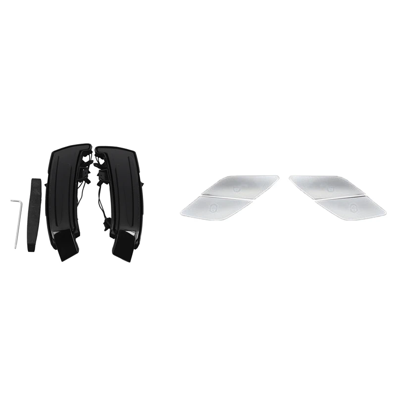 2 Set Car Accessories: 1 Set Car LED Dynamic Indicator Blinker & 1 Set Car Door Switch Unlock Buttons Decoration Cover