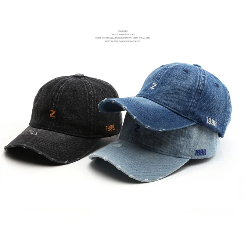 Vintage Washed denim baseball cap Ripped distressed hat for men Women solid cotton sports hip hop snapback ats gorros