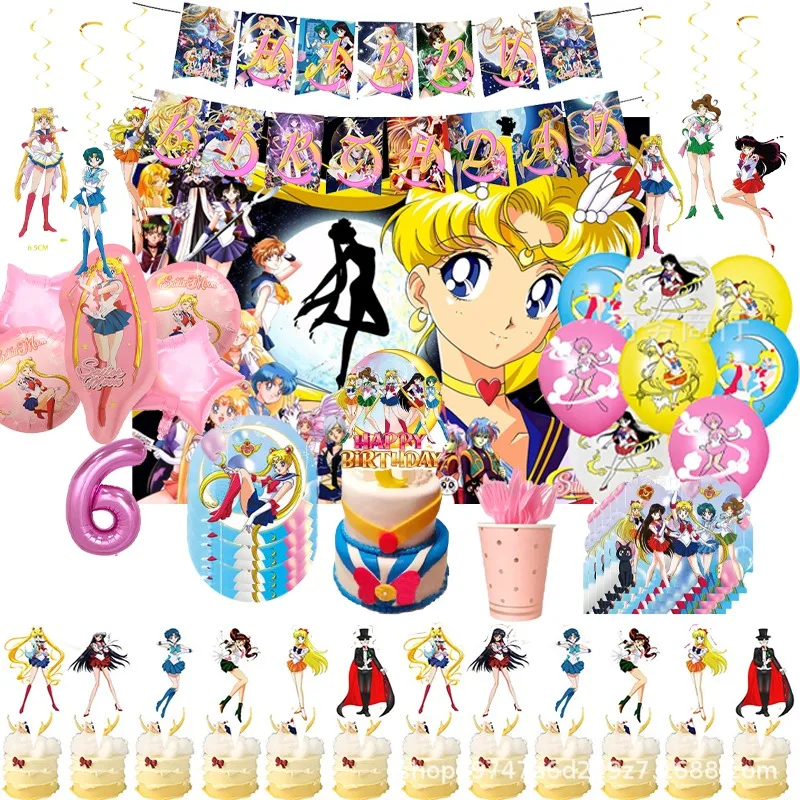 Sailor Moon Party Decorations Cartoon and Anime Derivative Merchandise Decorations Themed Birthday Party Venue Decoration Props