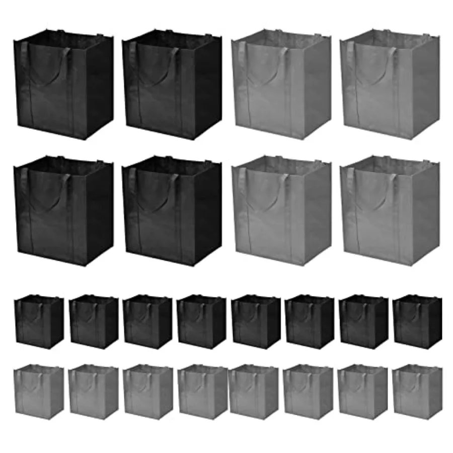 

JERIA 24-Pack Reusable Grocery Bags Large Washable Foldable Shopping Bags Heavy Duty Tote Bags with Reinforced Handles