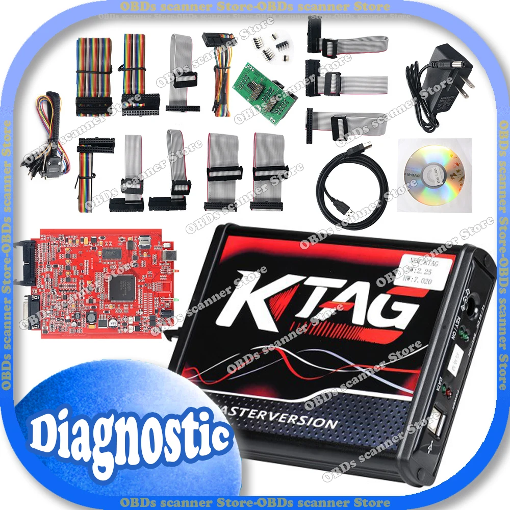 KTAG 7.020 2.25 Online EU Red PCB 4 LED Unlimited ECU Chip Tuning Programmer Tool Ksuit ECU Programmer Murata Filte Networkable