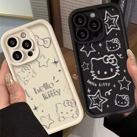 Cartoon Metal Hello Kitty Case For Samsung Galaxy A05 A05S A54 A34 A24 A14 A53 A33 A23 A13 A52 A52S A32 A22 A12 A71 A51 A50 Etui