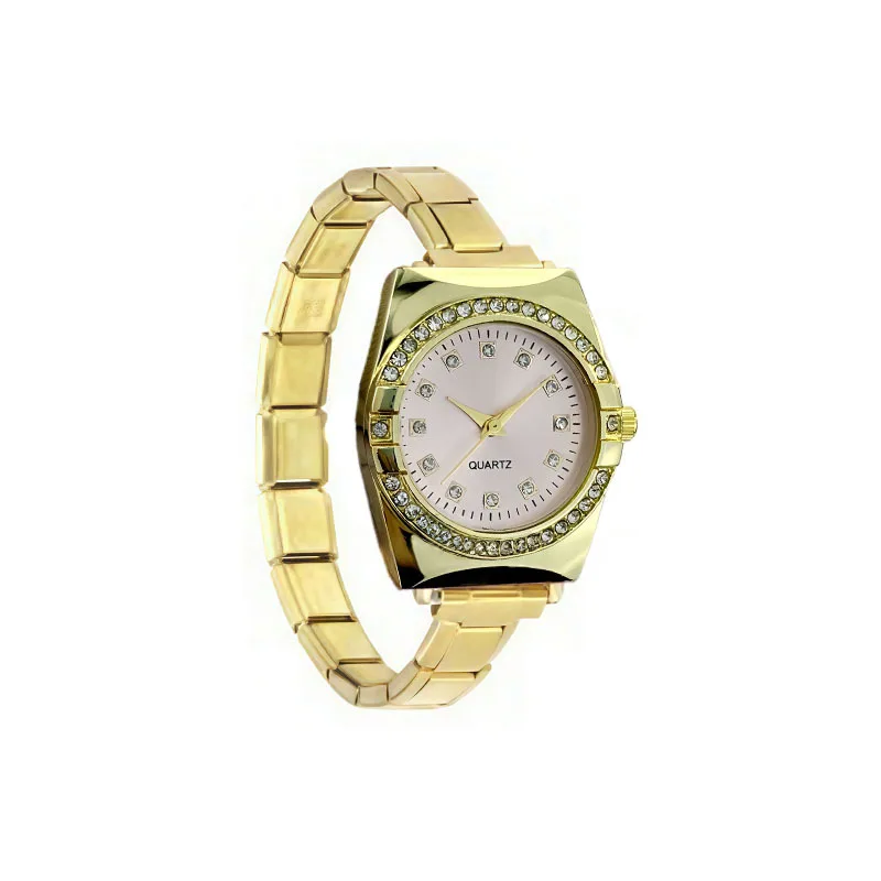 Classic Square Dial Diamond Inlay Quartz Watch Stainless Steel Bracelet Strap Ins Style Unisex Trend Student Daily Watch
