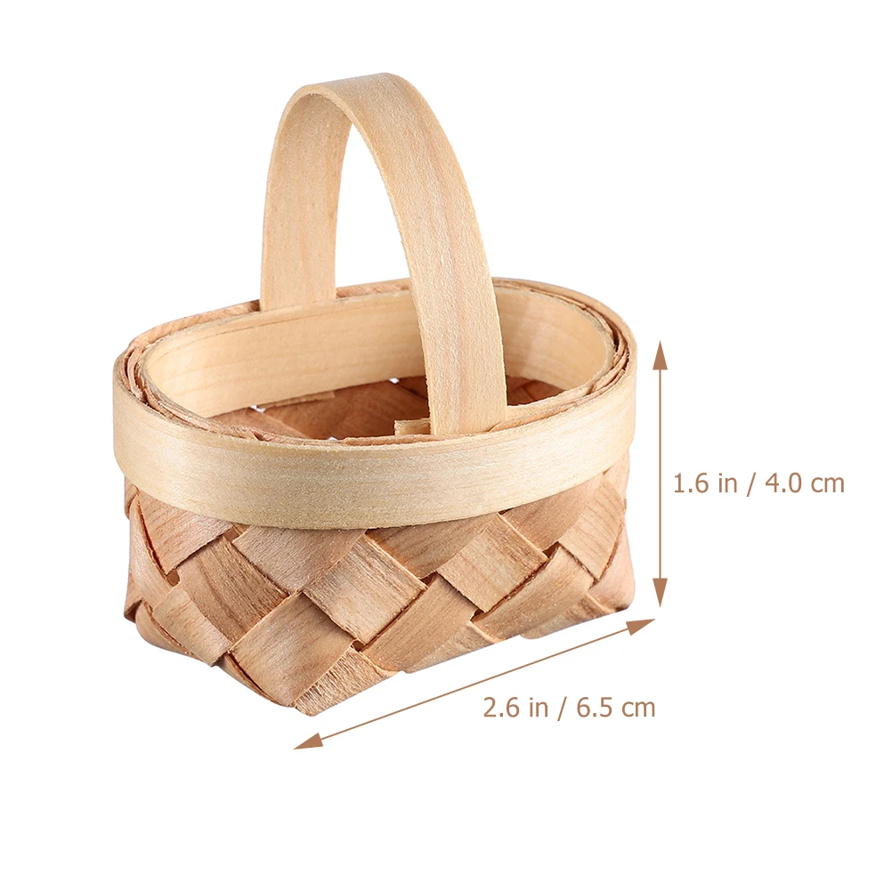 

10Pcs Miniature Wood Baskets Farmhouse Small Basket with Handle Wedding Party Candy Gift Mini Woven Basket Decoration