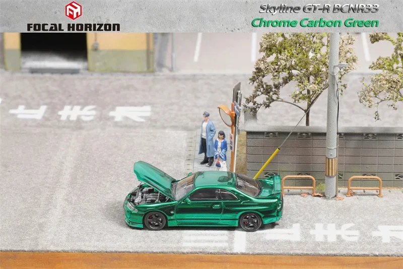 Focal restrictive FH 1:64 Skyline R33 GT-R BCNR33 Chrome Carbone Vert Limité 30/10/2018 Diecast Modèle De Voiture