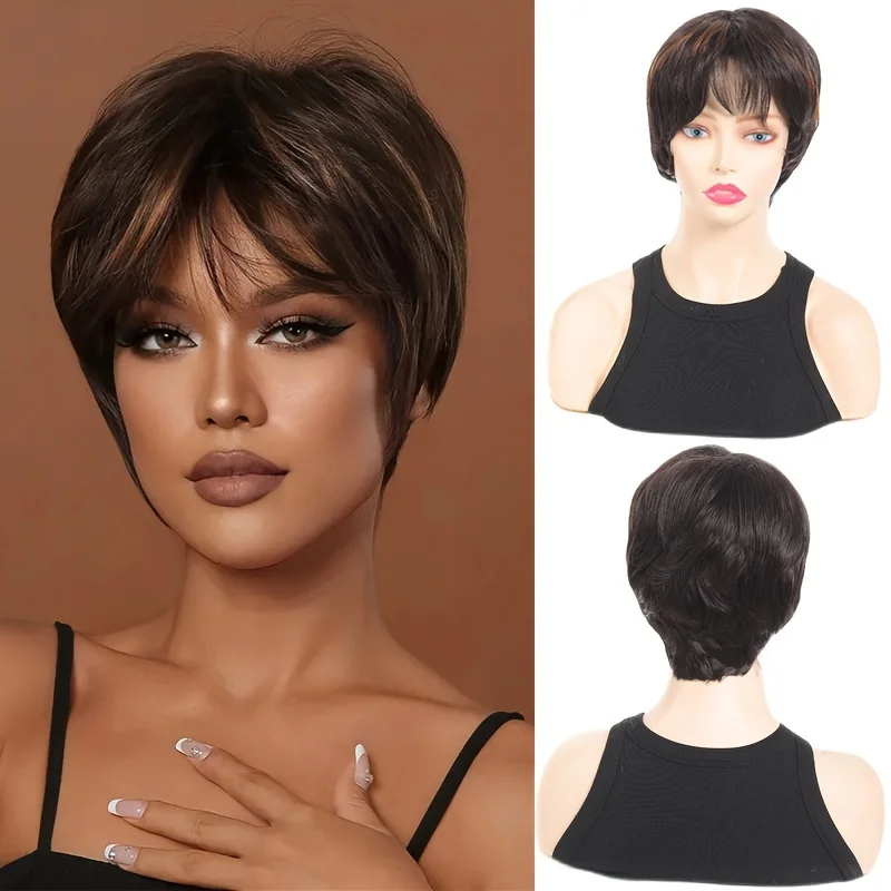 

4inch Synthetic Short hair Wigs Pixie Cut Wigs For Women Daily Or Cosplay Use