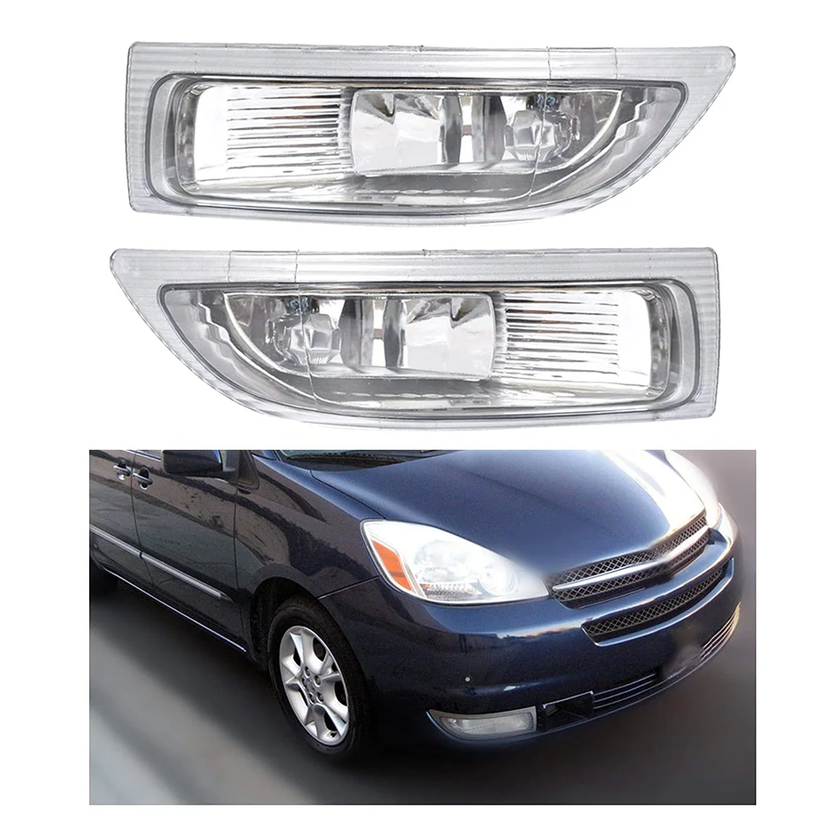 Lensa bening lampu kabut depan mobil, 2 buah untuk TOYOTA SIENNA 2004 2005 Lens Lens