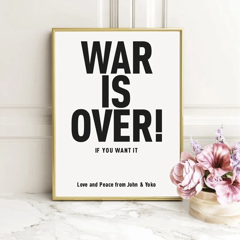 John Lennon & Yoko Ono Love Peace Quotes Poster and Print Canvas Painting War Is Over Iconic Work Wall Art Pictures Home Decor