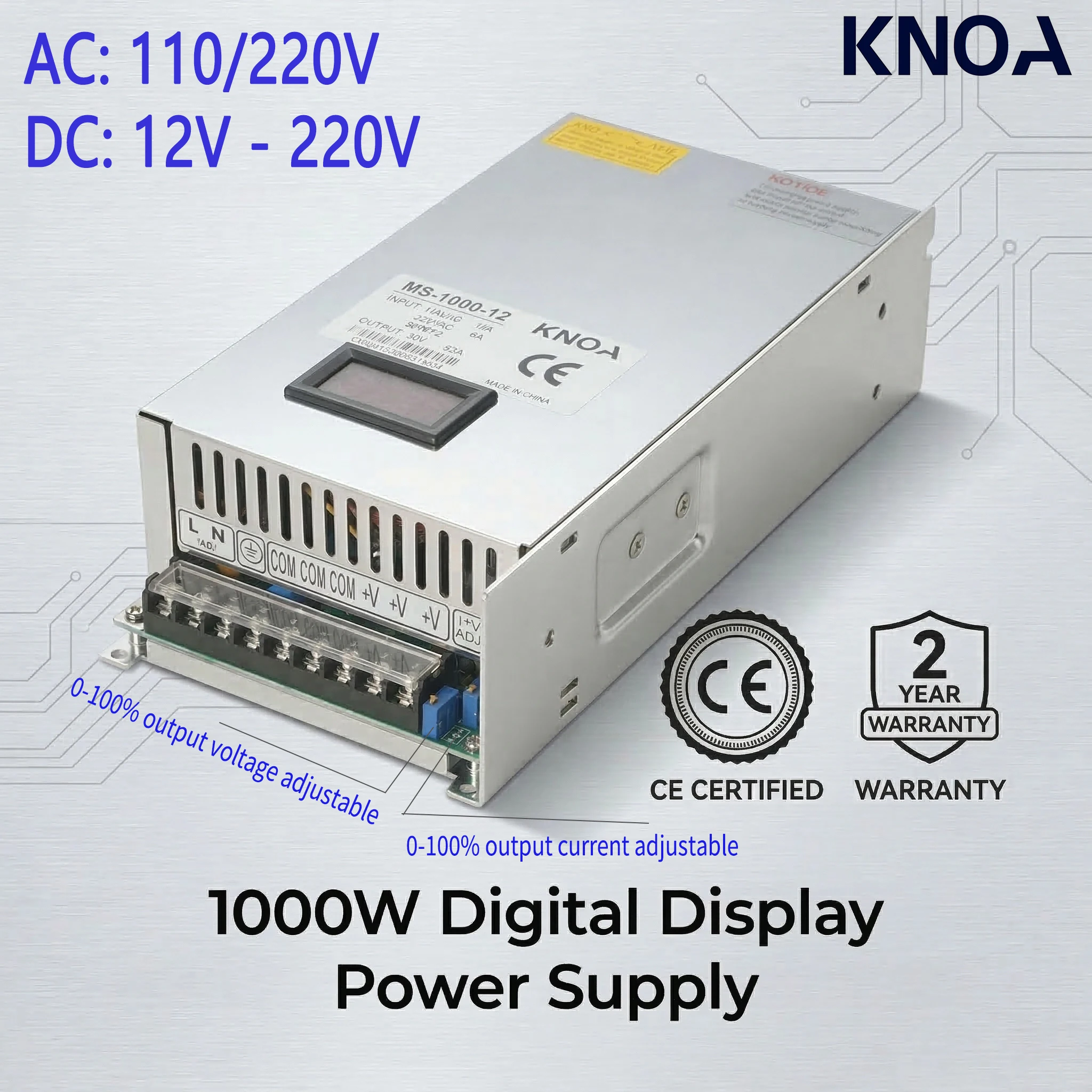 Digitalanzeige Einstellbar 500W 600W 1000W 1500W Netzteil 0-12V 24V 36V 48V 60V 72V 85V 90V 110V 150V 200V Ac zu Dc Smps – Detail 11