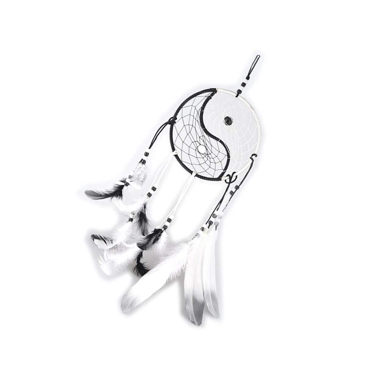 

Dreamcatcher Black 15cm Circle 50cm Wire Satin Wind Chime Tai H made Wind Chime Decoration House Gifts