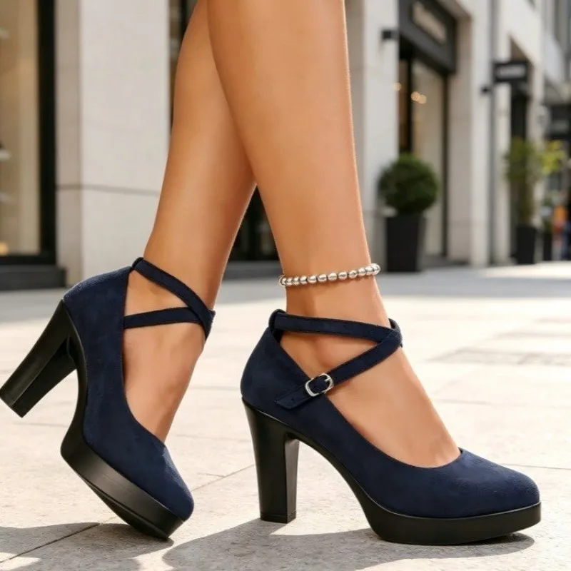 Single Single Shoes with Thick Heels, Low Platform, Shallow Toe, Leather Shoes, Spring and Autumn Style, Women's High Heels - Aliexpress Deal