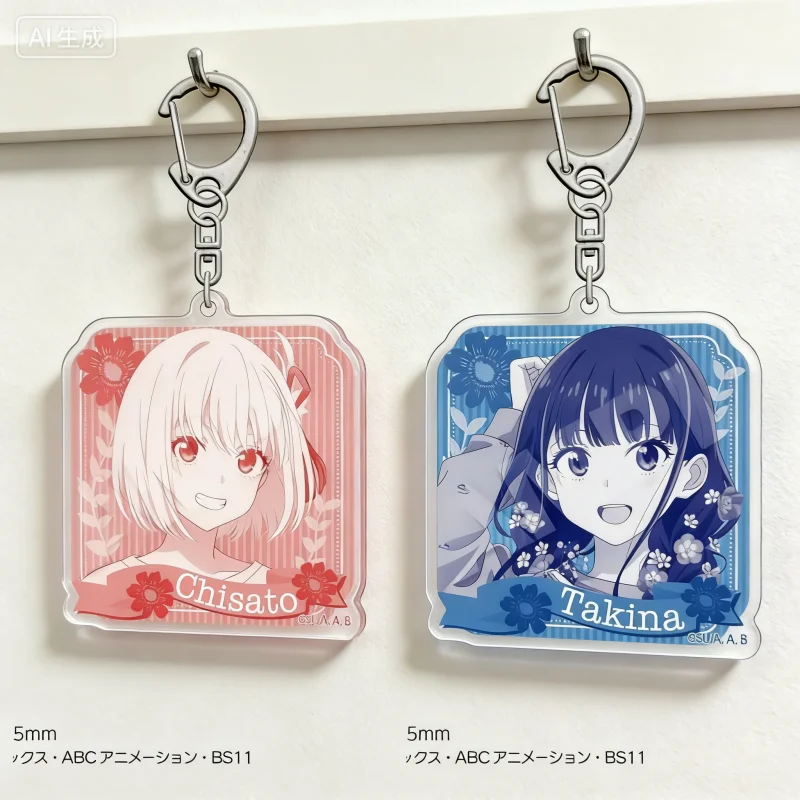 Anime Lycoris Recoil Cosplay Characters Ornament Accessories Goods Collection 6cm Acrylic Pendant Keychains bag charm
