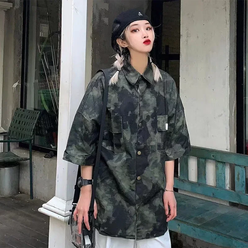 Oversized Heavy Cotton Camouflage Summer New Original Short Sleeve Shirts Casual Loose Fashion for Men