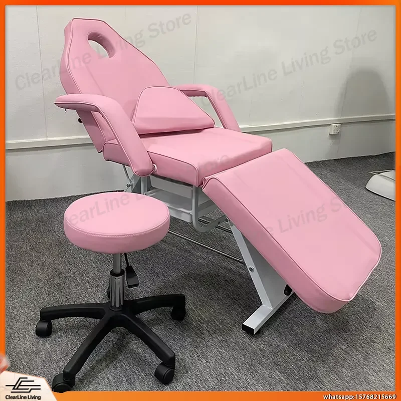Pink Adjustable Multi-Function Beauty Bed Salon Eyelash Recliner Facial Table Foldable Tattoo Chair Massage Bed for Spa