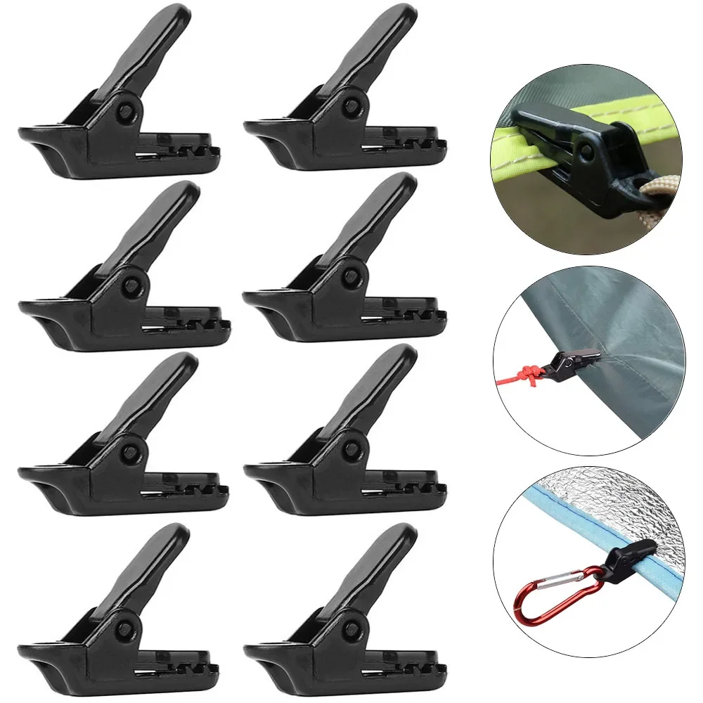 

10Pcs Outdoor Tarpaulin Clips Camping Tents Awning Wind Rope Clamp Equipment Plastic Clip Buckle Fixed Jaw Grip Hook Accesorios