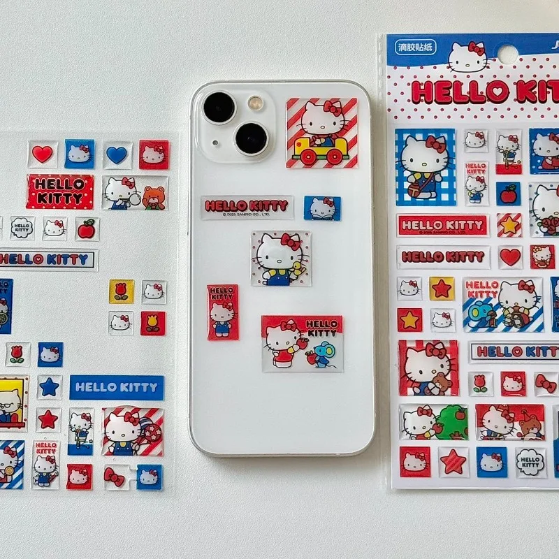 Hello Kitty Stickers Sanrio Cute and Adorable Phone Cases Decorative Notebooks Water Cups Luggage Student Rewards Guitar Sticker