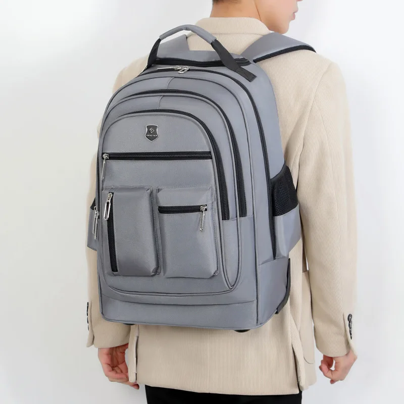 Men's Multi-Functional Travel Backpack with Pull Rod Short Trip Luggage Storage Bag 2025 New Style Business Trip Bag